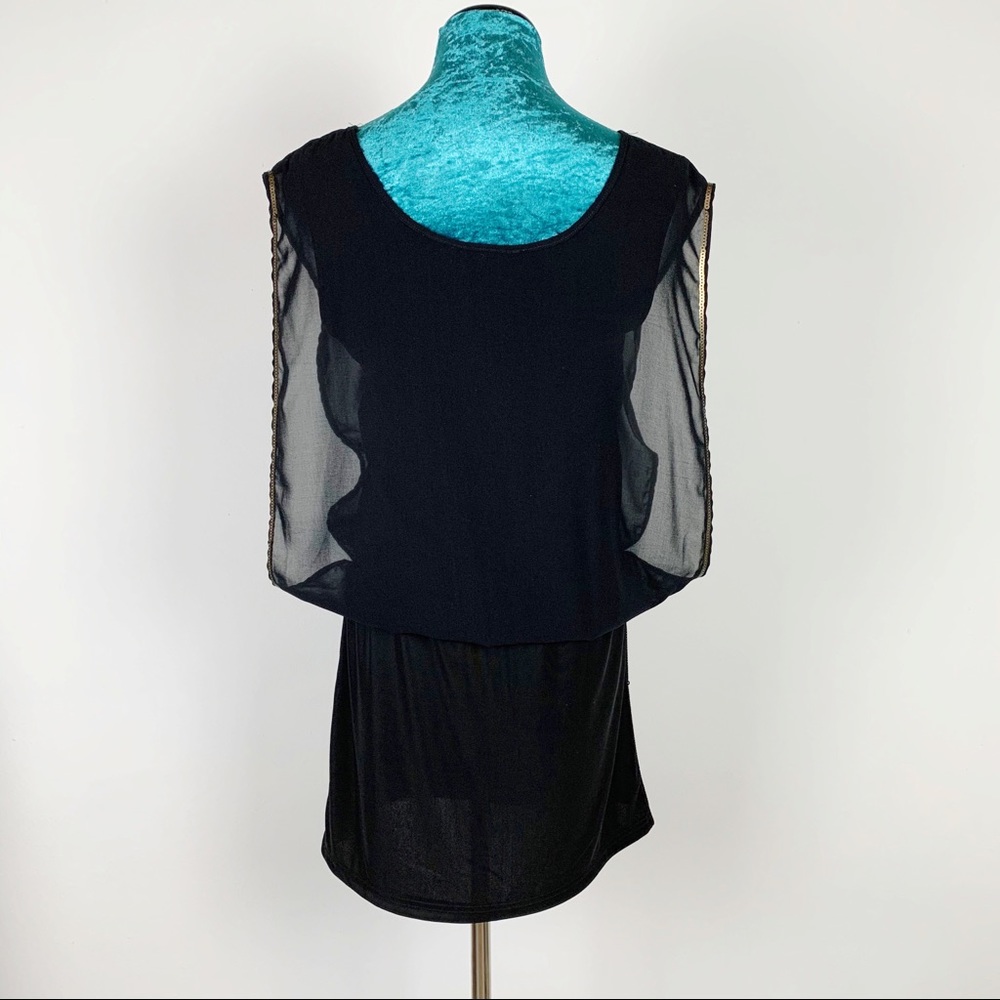 Francesca's Black Gold Sequin Drop Waist Dress - Picture 3 of 8